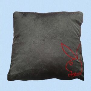 PLAYBOY Double Sided Black and Red Pillow with Red Bunny Embroidery